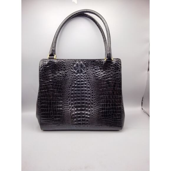 Retta Wolff Vintage Croc Embossed Leather Bag-Made in Italy Dark Brown Dust Bag - Picture 2 of 16